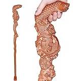 Wooden Walking Stick Solid Cane The New Portable Adjustable Crutches, Canes, Wood Crutch Hand Carved Walking Stick Gifts Fish Shape Fashionable Sturdy Stable, for Men And Women