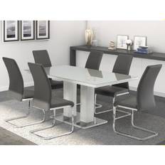 Aarina Grey Gloss Dining Table With 4 Sako Grey Chairs