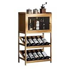 zxhrybh Home Liquor Cabinet, Bamboo Bar Cabinet, Corner Wine Cabinet, Tall Bar Cabinet 3 Tiers Capacity, for Coffee, Tiny Bar (Color : Log color, Size : 3layer)