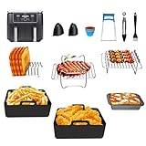 Air Fryer Accessories, 11PCS for Ninja Dual Air Fryer AF400UK, AF451UK, Tower Vortex T17088, COSORI 8.5L, Including Silicone Air Fryer Liners, Stainless Steel Cooking Rack