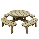 Outdoor Wooden Round Picnic Table by Forest Garden, D206 H72 cm