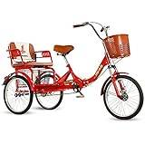 NOALED Adult Tricycle Bike 20-Inch Large Size Basket Three Wheel Bikes 1 Speed Foldable Tricycle with Basket for Adults for Recreation Shopping Picnics Exercise Men's Women's Bike
