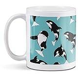 1 x 11oz (284ml) White Ceramic Mug Cup - Orca Killer Whale Sea Life Design for Coffee Tea Drinks Kitchen Birthday Office Fun #3541