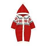 Baby Christmas Outfit 0-3 Christmas Sweater Kids 10-12 Newborn Infant Boy Girl Christmas Snow Knitted Sweater Baby Hooded Jumpsuit Romper Cotton 1 Piece Outfits Clothes Zip up Baby Girl Outfit ba