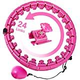 Upgraded Large Size Smart Weighted Exercise Hoola Hoops Abdomen Fitness Weight Loss Hoops Detachable Knots & Adjustable Weight Auto-Spinning Ball Massage Equipment for Adults 