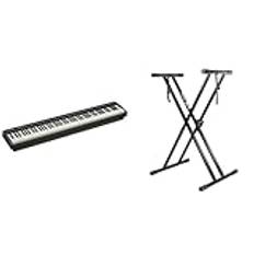 Roland FP-10 Digital Piano, 88-Key Digital Piano, Portable, Black & RockJAM RJXX363 Xfinity Doublebraced Pre Assembled Highly Adjustable Keyboard Stand with Locking Straps