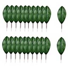 CAXUSD 30pcs Artificial Magnolia Leaves Magnolias Stems Artificial Plant Branches Decorative Green Leaves Leaf Bookmarks Simulated Plant Faux Leaves Garland Decorations Silk Cloth Large
