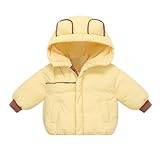 Children's Down Padded Jacket Autumn and Winter Bear Ears Thickened Baby Children Out Wear Cartoon Coat Padded Jacket Light Winter Coat Girls (Yellow, 7-8 Years)