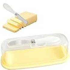 Butter Dish with Butter Cutter, Airtight Butter Keeper Box with Lid, European Size Butter Container Dishwasher Safe for Countertop and Fridge
