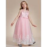 Gorgeous Applique Princess Dress for Flower Girl with Bowknot - Ice Blue / 120