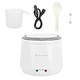 Junlucki 1.6 L Mini Rice Cooker - 12V Electric Food Steamer - Household Multi Cooker Portable Rice Cooking Steaming Pot for Car/Home/Travel - Kitchen Tool Instant Keep Warm (White)