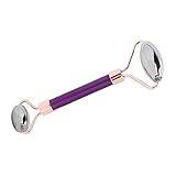 Face Roller Massage Tool, 3 Colors Double-Head Alloy Facial Beauty Roller Promote Absorption Massager Tool (Purple)