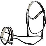 Cwell Equine Diamonte Leather Comfort Bridle With White Padding With Free Reins BLACK (COB)