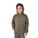 M17 Kids Unisex Zip Through Hoodie Long Sleeve Hooded Sweatshirt Jacket Top With Pocket - Khaki Green - (11-12 Years)