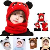 Winter Children's Plush hat Cartoon Panda Scarf Hats for Kids Children's Windproof Warm Beanie Cute Cat Ears Hats For Kids YSL