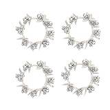 Christmas Garland Door Wreath Christmas 4 Pieces Pillar Candle Rings Wreaths Candle Wreath Artificial Mistletoe Wreaths with Pearl Accents Mini Flower Wreath Christmas Garland Door Wreath (Silver, One