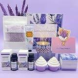 Birthday Gifts for Women, Lavender Pamper Hampers for Her, Self Care Gifts Box for Mum Best Friend Sister Wife Girlfriend, Relaxation SPA Bath Set with Bath bomb,Scented Candle, Essential Oil