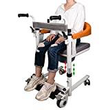 Patient Lift Transfer Chair, Manual Lifting 4 in 1 Handicapped Bathroom Wheel Chair, Disabled Moving Wheelchair, with a Potty, 180° Open and Close, Height Adjustable, 360° Quiet Universal Wheel