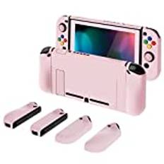 playvital AlterGrips Dockable Protective Case for Nintendo Switch, Ergonomic Hard Shell for Nintendo Switch, Joycon Cover w/Screen Protector & Thumb Grips & Button Capss - Cherry Blossoms Pink