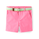 Gymboree | Boys | Belted Chino Shorts - Seaside Palms in Pink | Size 18-24 M | Cotton/Spandex