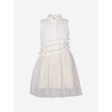 Girls Jacquard Sparkle Shirt Dress in White - White / 12 Yrs