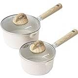 CAROTE 1.5Qt & 2.5Qt Sauce Pan Set with Lid 4 Pcs Nonstick Sauce Pot  Cooking Pot with Pour Spout,Easy To Clean Cookware Set