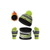 2 Pieces Kids Winter Knitted Hat Scarf and Gloves Set Girls 3 Piece Pom Pom Hat Fleece Lining Scarf Gloves Cold Weather Set for Boys and Girls 3-7 Yea