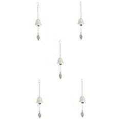 Abaodam 5pcs wind chime metal wall clock garland decor glass decor outdoor temple wind bell bells for door cast iron white Iron Wind Bell Hanging Wind Bell Archaic Hanging Bell Simple leaf