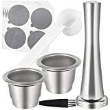 SDYGDB Coffee Capsules Kit Food Grade 304 Stainless Steel Coffee Filter Set Reusable Multifunctional Coffee Filter Pod Set with Hammer Spoon Brush or Aluminium Foil Sticker for Home Hotel Office(C)