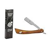 Urbane Men Cut Throat Razor – Wooden Handle Stainless Steel Mens Razors for Shaving – Smooth and Precise Single Blade Razor for Barbers, Home Use – Beard Shaper - Blades NOT Included (Wooden - Wood)
