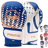 PSS kids boxing gloves training sparring, pu leather muay thai mma, kickboxing, gym, fitness, workout, heavy punching bag focus mitts pads 04,06,08,10 oz (Blue, 6oz)