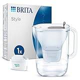 BRITA Style Water Filter Jug Grey (2.4L) incl. 1x MAXTRA PRO All-in-1 cartridge - fridge-fitting design jug with smart LED-LTI and Flip-Lid - now in sustainable Smart Box packaging