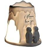 Cello Tealight Wax Melt & Oil Burner, Penguin Flippin' Love You, Stunning Porcelain Decor. Use as Wax Melt Burners or Essential Oil Burner and Magically Fragrance Your Room. Penguin Gifts.