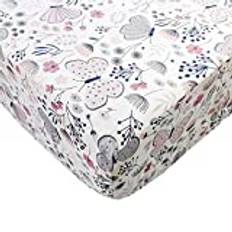 Brandream Butterfly Crib Sheets Pink Floral Girls Fitted Crib Sheet Cotton Breathable Chic Boho Nursery Bedding Sheet for Baby/Toddler/Infant Cradle Sets