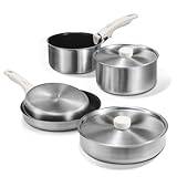 CAROTE Pots and Pans Set Non Stick, 9pcs Stainless Steel Cookware Set Detachable Handle, Induction Kitchen Cookware Sets with Removable Handle, RV Cookware Set, Oven/Dishwasher Safe