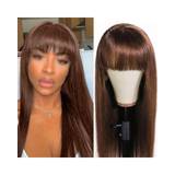 28Inch Long Straight Hair Wig Natural Looking Synthetic Wig With Bangs