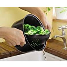 MySmartBuy 3 in 1 Cooking Pot 20cm-3L Saucepan with Removable Strainer Sieve Ideal for Boiling,Steaming,Cooking-Use with Gas,Electric and Ceramic Hobs-Vegetable Steamer Pot or Pasta Pot,Black,3222419