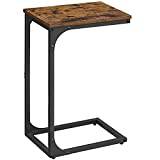 VASAGLE C-Shaped Side Table, Bedside Table, Sofa Side Table, Coffee Table, with Metal Frame, Industrial, for Living Room, Bedroom, Rustic Brown and Black LET350B01