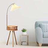 Living Room Floor Lamp with Table | End Table Lamp for Bedroom | Bedside Reading Table with Light | Small Nightstand Table Lamp - Bulb Not Included