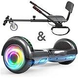 SISIGAD Hoverboard go Kart Seat, 6.5 Inches Hoverboard Hoverkart with LED Lights and Bluetooth Speaker, Hoverboard Go Kart Bundle for Kids Boys Girls