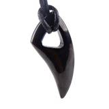 Mens black titanium steel wolf tooth charm pendant necklace cord fit forgift