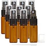 Yalbdopo 10pcs 5ml Amber Glass Spray Bottles Fine Mist Perfume Atomisers Refillable Aftershave Travel Portable Empty Spray Bottle Perfect for Essential Oils/Aromatherapy/Night Out Fragrance Use