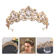 Dark fairy costume for women bride headdress golden rhinestone crown baroque