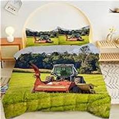 Double Duvet Set Tractor - Rice Double Duvet Cover with Zipper Closure Bedding Double Bed Set for Kids Teens Adults Soft Breathable Microfiber Duvet Cover Double 200x200cm + 2 Pillowcases