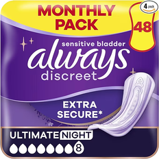 Always discreet incontinence pads women, ultimate night, absorbency 7, 48 sanita