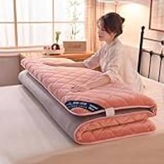 Futon Bed Mattress,Quilted Bed Mattress,Japanese Foldable Floor Mattress,Roll Up Sleeping Pad,Non-Slip Breathable Tatami Mat Sleeping Pad,Soft Portable Double Single Japanese Futons ( Color : Pink , S