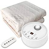 Electric Blanket, Intelligent Constant Temperature Heating,Water Heated Mattress Topper With Remote Control,Comfortable Fabric, Timing High Temperature Protection,Radiation-Free,White,160*140Cm (Whi