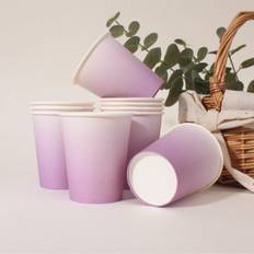 SHEIN pcspack Single Color Gradient Purple Disposable Paper Cups Four Seasons Party Supplies