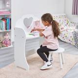 White Wooden Dressing Table and Stool - White