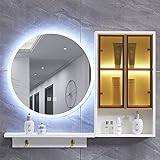 Wall Bathroom Cabinet with Frame-Less Mirror, Wood Storage Cabinet, for Bathroom, Living Room, White/Gray (White)